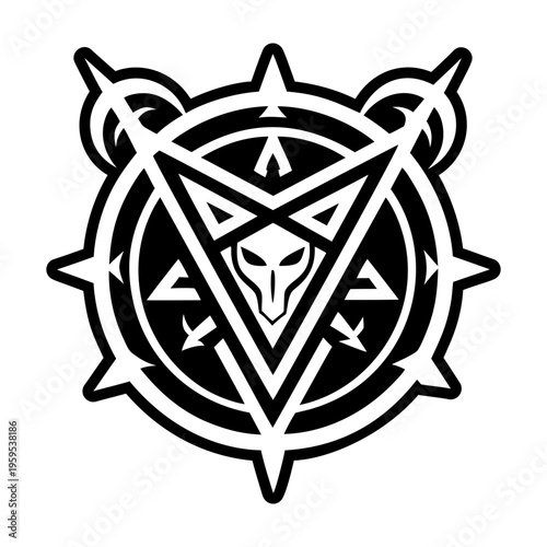 A solid style icon of demon trap symbol