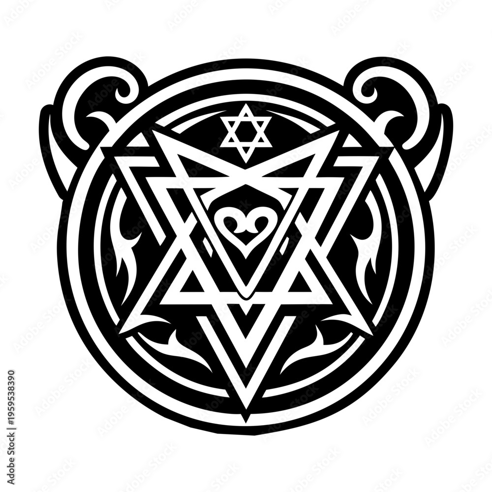 Naklejka premium A glyph style icon of lucifer tattoo