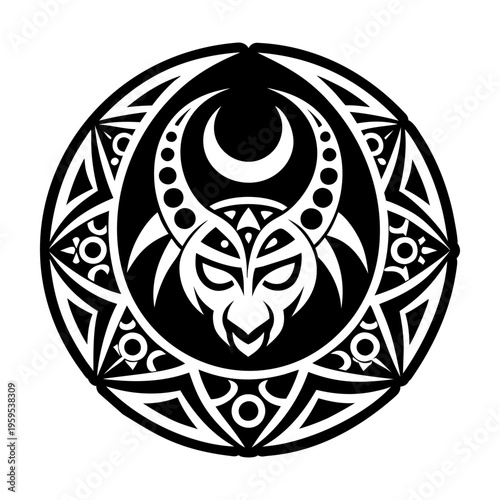 A solid style icon of satanic moon symbol