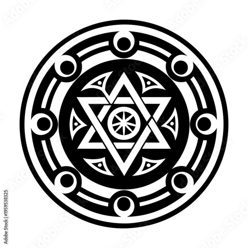 A filled style icon of magic star tattoo