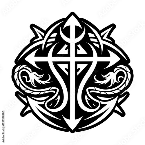 A solid style icon of leviathan symbol