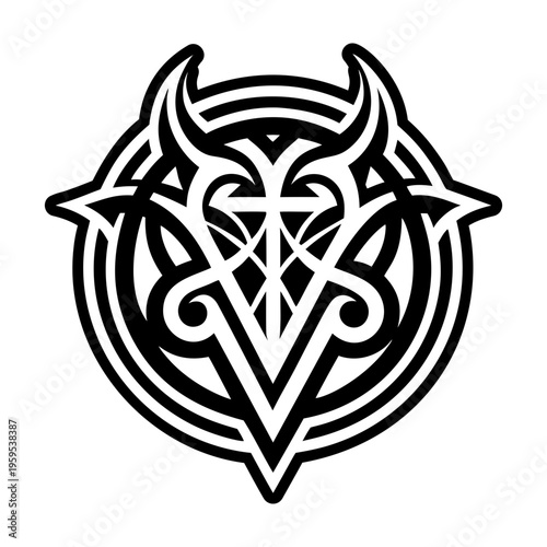 A filled style icon of lucifer symbol