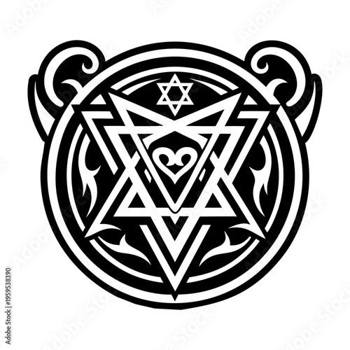 A glyph style icon of lucifer tattoo