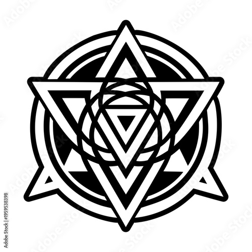 A glyph style icon of pentagram tattoo