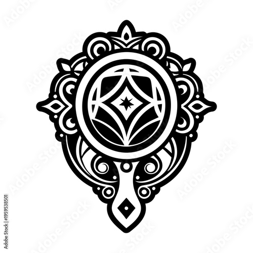 A glyph style icon of ritual mirror symbol