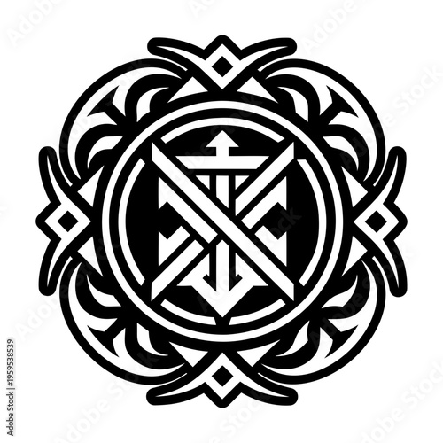 A filled style icon of runic tattoo