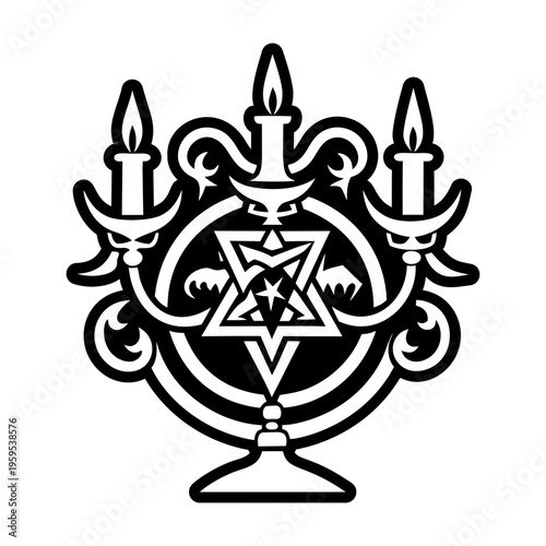 A glyph style icon of candelabra symbol