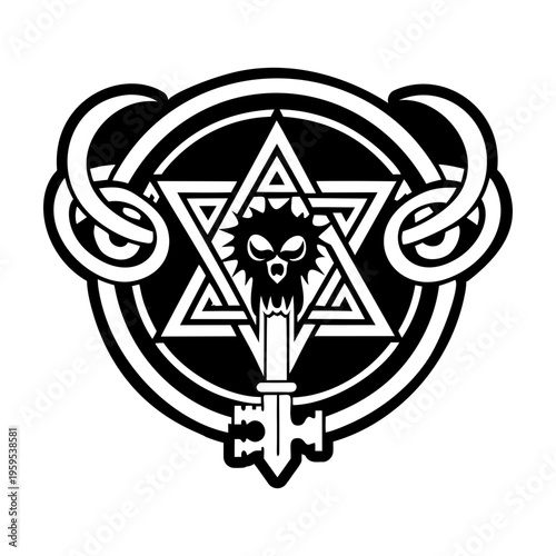 A solid style icon of satanic key symbol