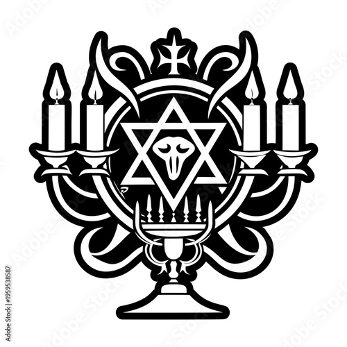 A filled style icon of satanic candles tattoo