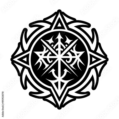 A glyph style icon of magic rune tattoo