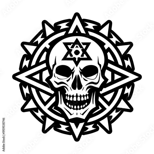 A filled style icon of skull tattoo