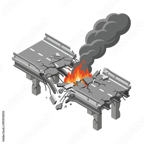 vector isometric condition of damaged road with holes due to missile attack 005