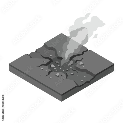 vector isometric condition of damaged road with holes due to missile attack 01