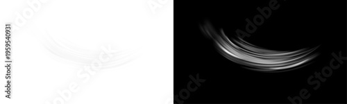 Dynamic white light trails with motion blur effect. Abstract futuristic speed lines for high speed technology and energy flow design.