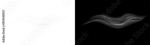 Dynamic white light trails with motion blur effect. Abstract futuristic speed lines for high speed technology and energy flow design.