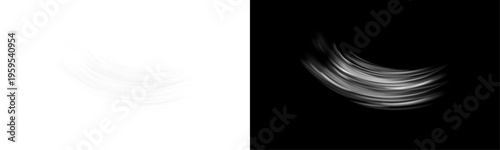 Festive luminous flying wind with swirling light dust. White speed lines vector illustration.
