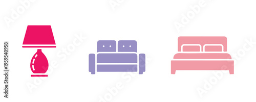 Elegant furniture icon designs featured in the Stampico set.