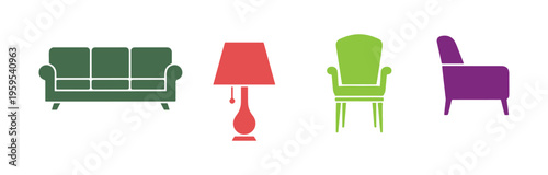A versatile assortment of Stampico-inspired furniture icons.