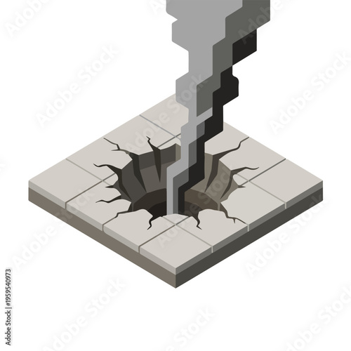 vector isometric condition of damaged road with holes due to missile attack 002