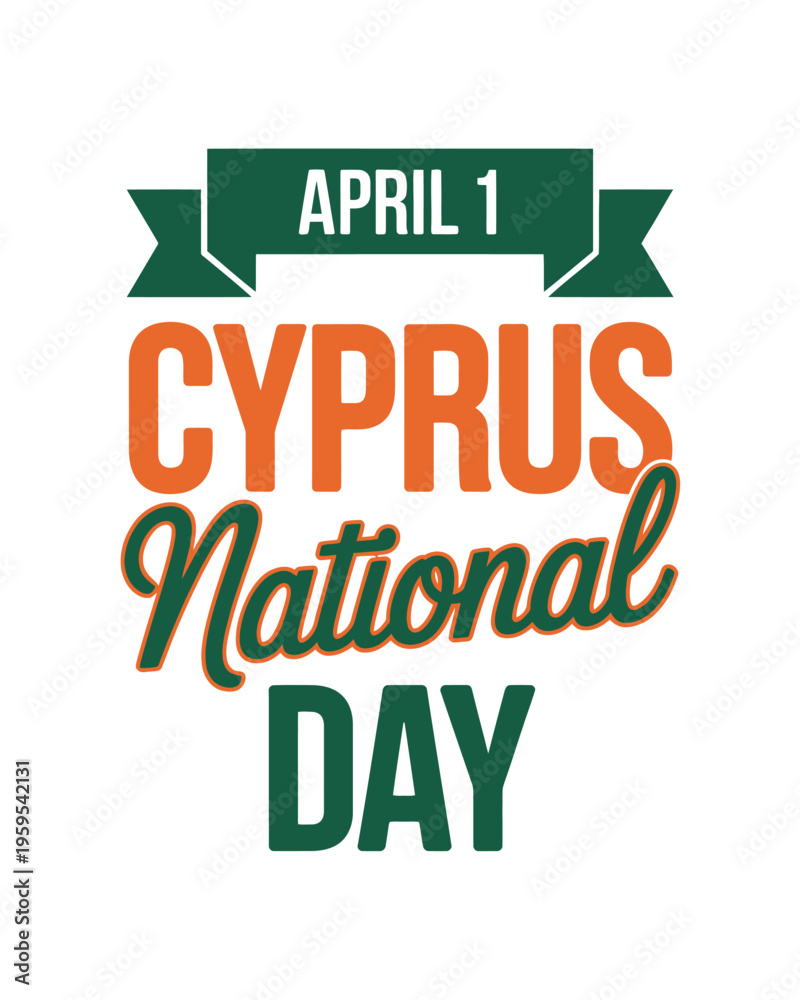Naklejka premium Green and orange banner for Cyprus National Day on April 1