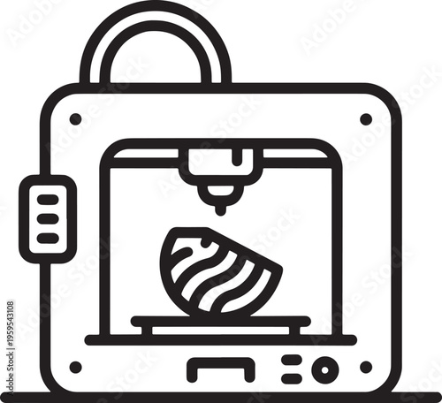 Three dimensional printer creating object on flat surface  industrial technology