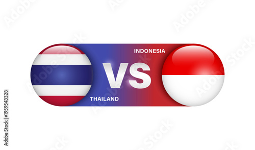 Element represents a sporting event or national football or soccer match between Thailand and Indonesia, with the logo featuring national flag, vector 3d isolated on white background for banner design