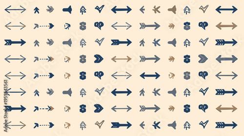 A creative illustration of arrows pointing in different directions on a beige background, conveying contrast and choice.