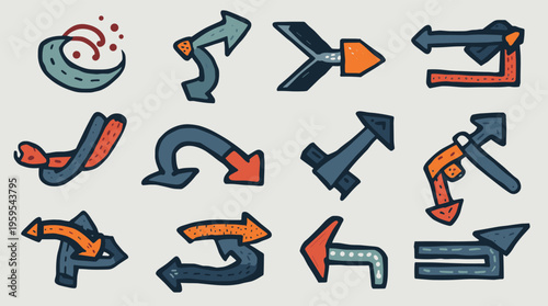 A simple, abstract graphic design element with a modern aesthetic, featuring bold orange and black colors on a light background.