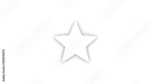 A simple, classic white five-pointed star icon with a subtle shadow effect on a clean white background