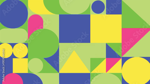 Free Download Colorful abstract design composed of geometric shapes circles, squares, etc - GFXLoad