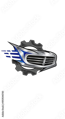 Dynamic car grille and gear automotive logo design