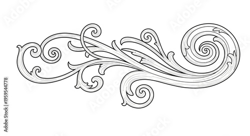 Elegant baroque style scroll flourish design element