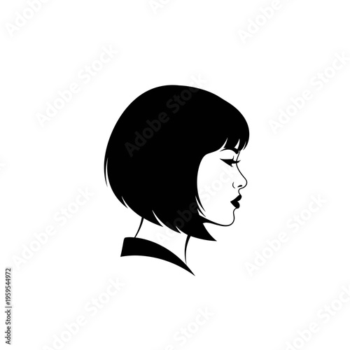 Elegant woman's head profile with short bob haircut