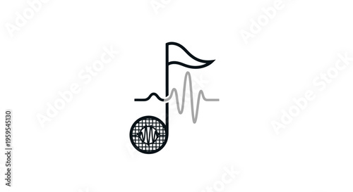 Golf flag music note sound wave icon logo concept