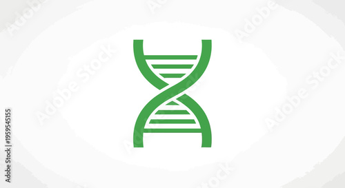 Green DNA double helix flat icon on white background
