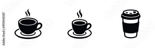 Set of black silhouettes of ducks in flight, featuring a V-formation, a single bird with a sun, and a flock over a horizon, on a white background.