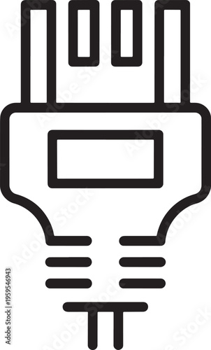 Electric plug icon with prongs and socket  electronic symbol