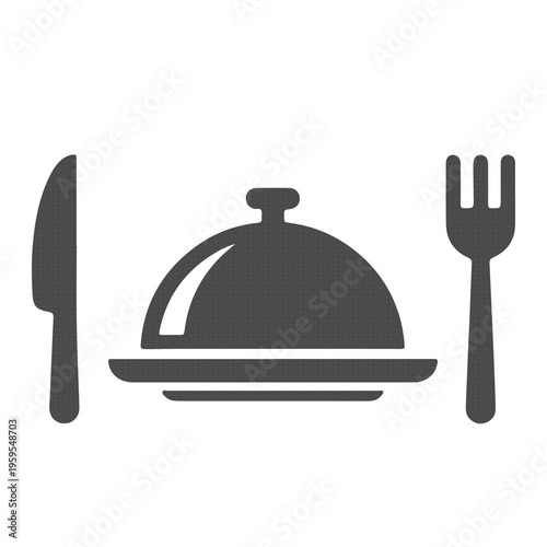 Restaurant Food Service Icon – Dish Serving Minimal Flat Vector UI Symbol Design