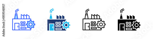 Industry Multi Style Icon Set Vector 
