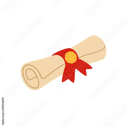Rolled Diploma With Red Ribbon