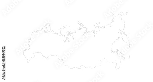 Russia Map Outline Vector Illustration in Thin Line Style