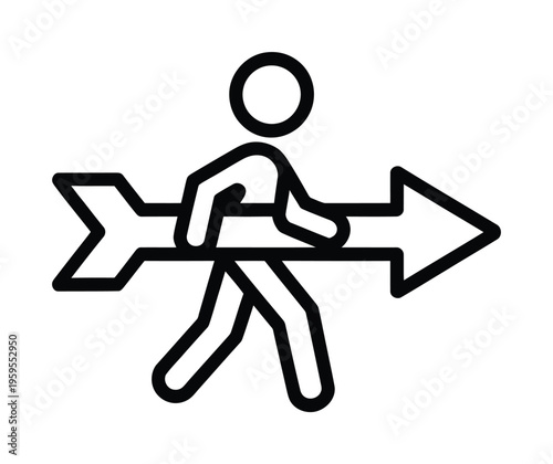 Vector of a person pushing against two opposing arrows
