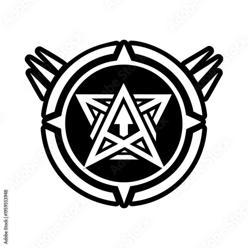 A solid style icon of arcane symbol