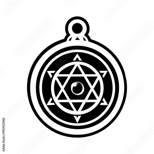 A solid style icon of bewitched pendant symbol