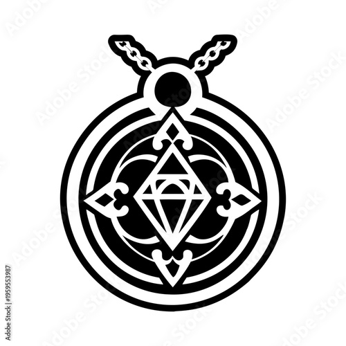 A filled style icon of bewitched locket symbol