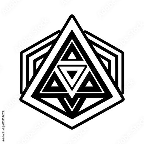 A glyph style icon of elemental prism symbol