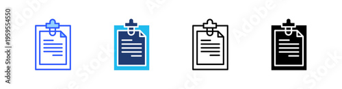 Clipboard Multi Style Icon Set Vector 
