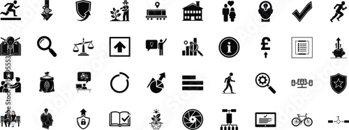 Set of vector icons representing business concepts and finance