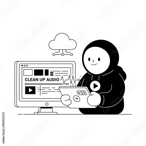 Person cleaning up audio on computer screen.