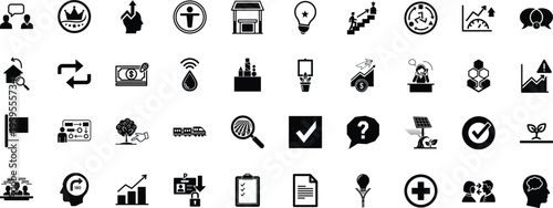 Business and finance icon set, for analytics and success in digital world